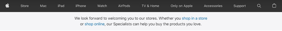 apple website header