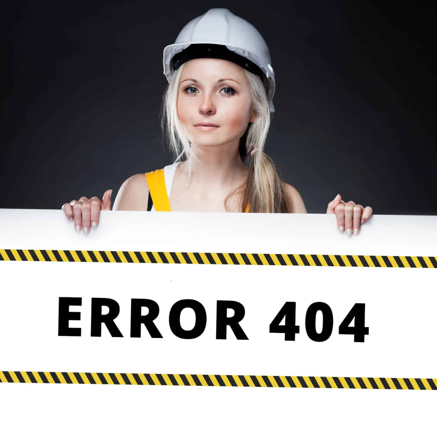 woman holding error 404 sign