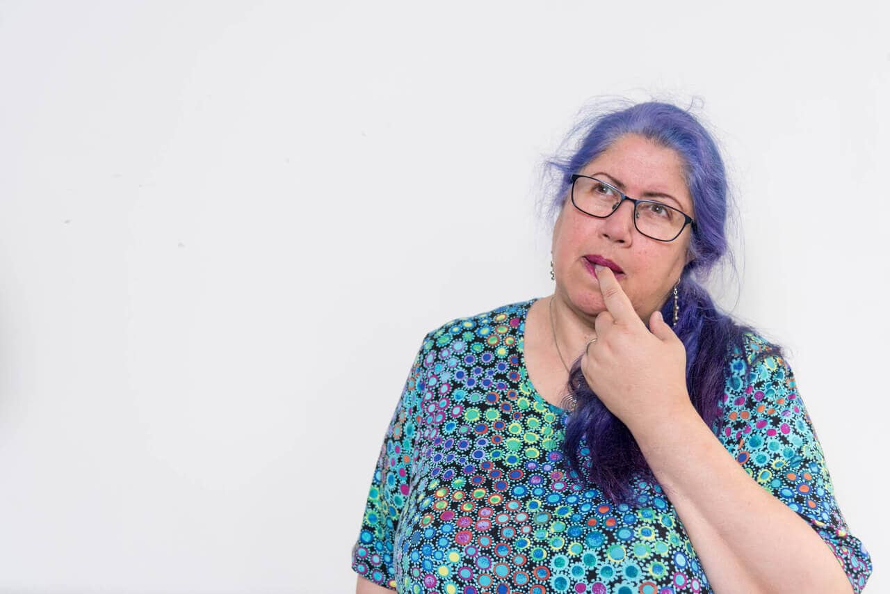 Karen Leslie WordPress Fairy Godmother looking thoughtful